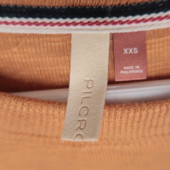 NWT Anthropologie Pilcro Diana Ruffled Raglan Long Sleeve Pullover Orange Sz XXS - Picture 9 of 14